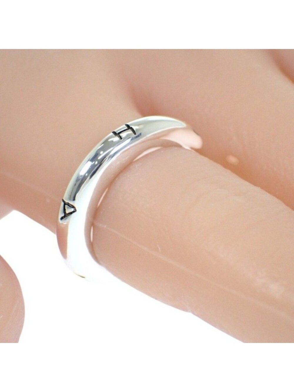 Chanel Logo Ring 925 Sterling Silver Vintage - Picture 11 of 13